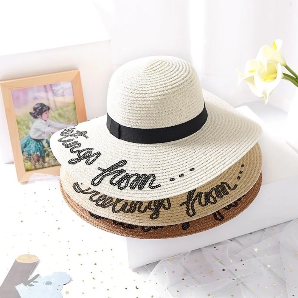 *MEADOW* Beige Embroidered Summer Beach Hat